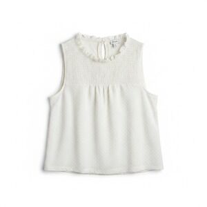 J.Crew XL Ivory Swiss Dot Smocked Ruffle Sleeveless Blouse Romantic